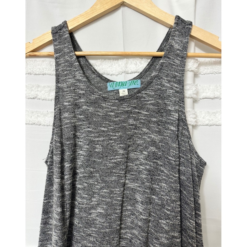 Ana De Womens Grey Marl Knit Sleeveless Swing Dress Medium High Low Hem - Picture 2 of 7